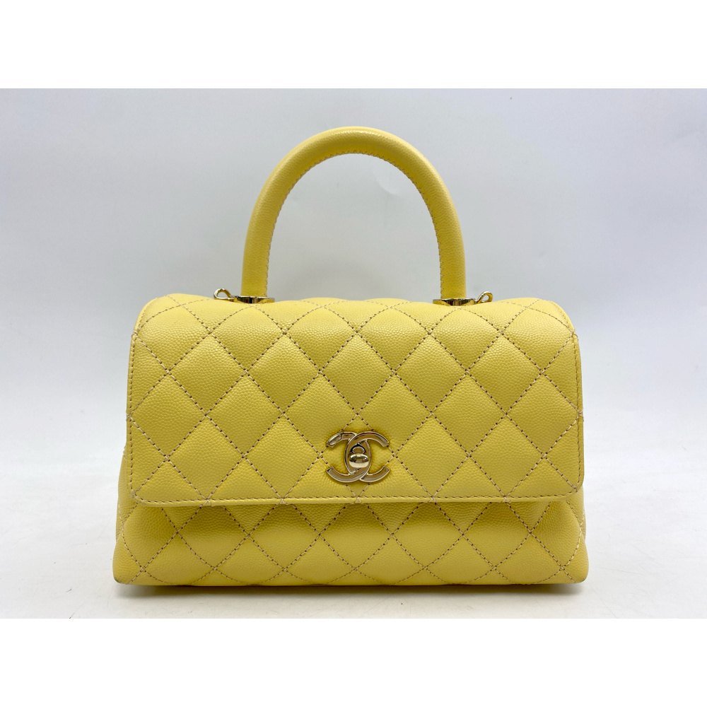 シャネル ココハンドル チェーンショルダーハンドバッグ ベージュ キャビアスキン SV金具 A92990 Bランク