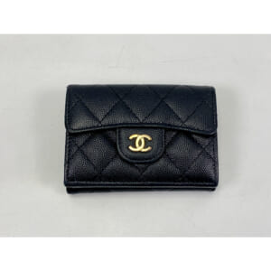 シャネル マトラッセ 三つ折り財布 キャビアスキン GD金具 黒 買取実績【買取日：2025年10月1日】