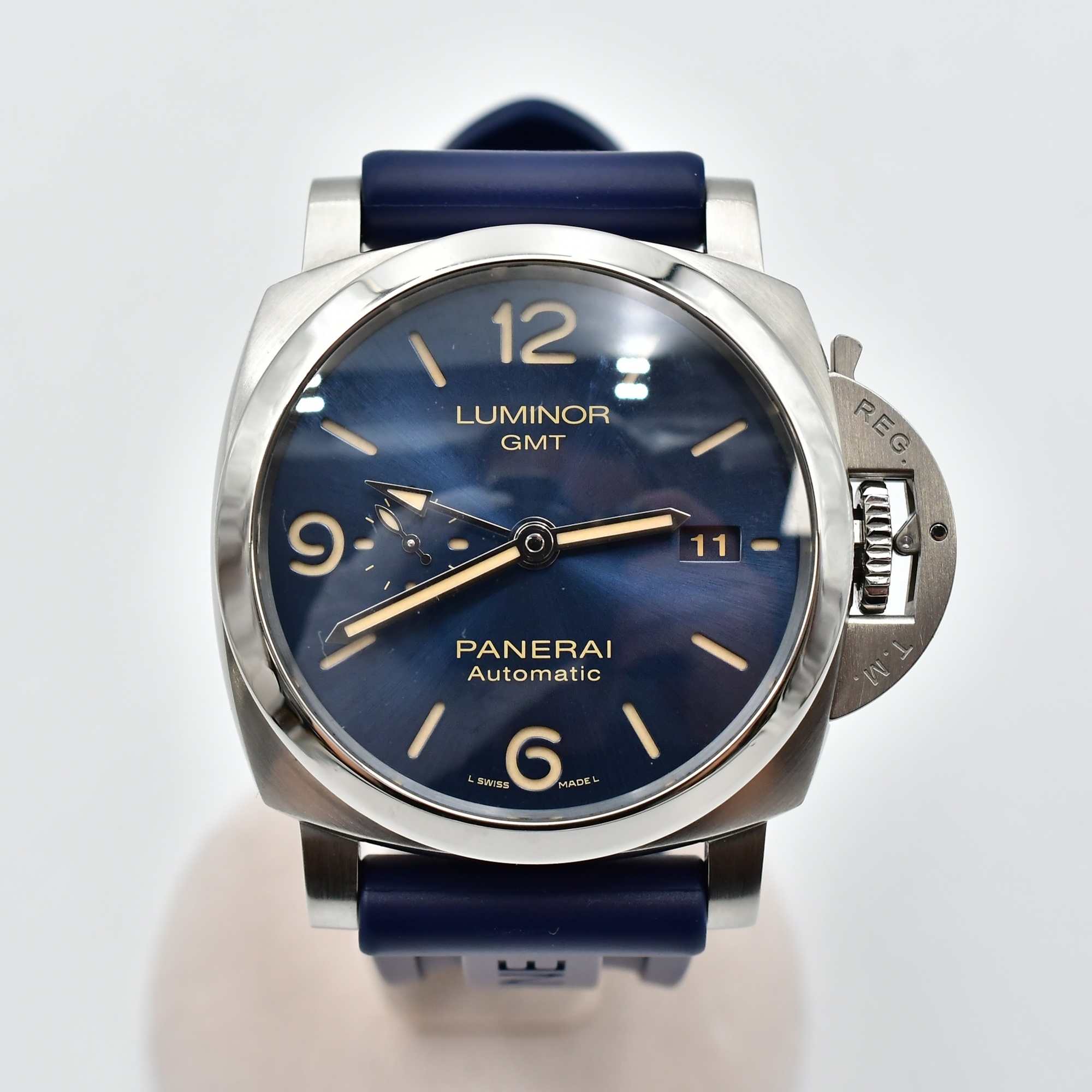 パネライ ルミノールGMT ブルー文字盤 ラバー×SS/AT PAM01033 ABランク