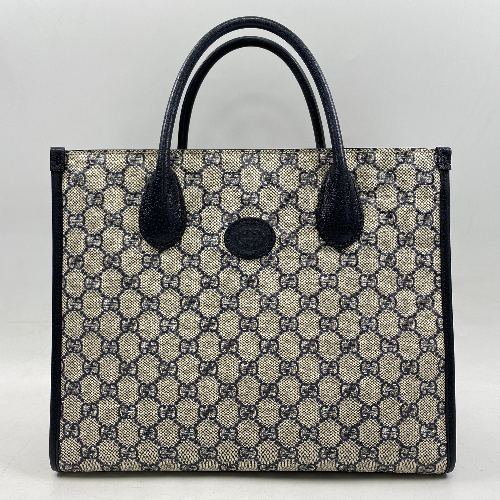 グッチ GGスモールトート 2WAYバッグ 黒×ベージュ キャンバス ABランク