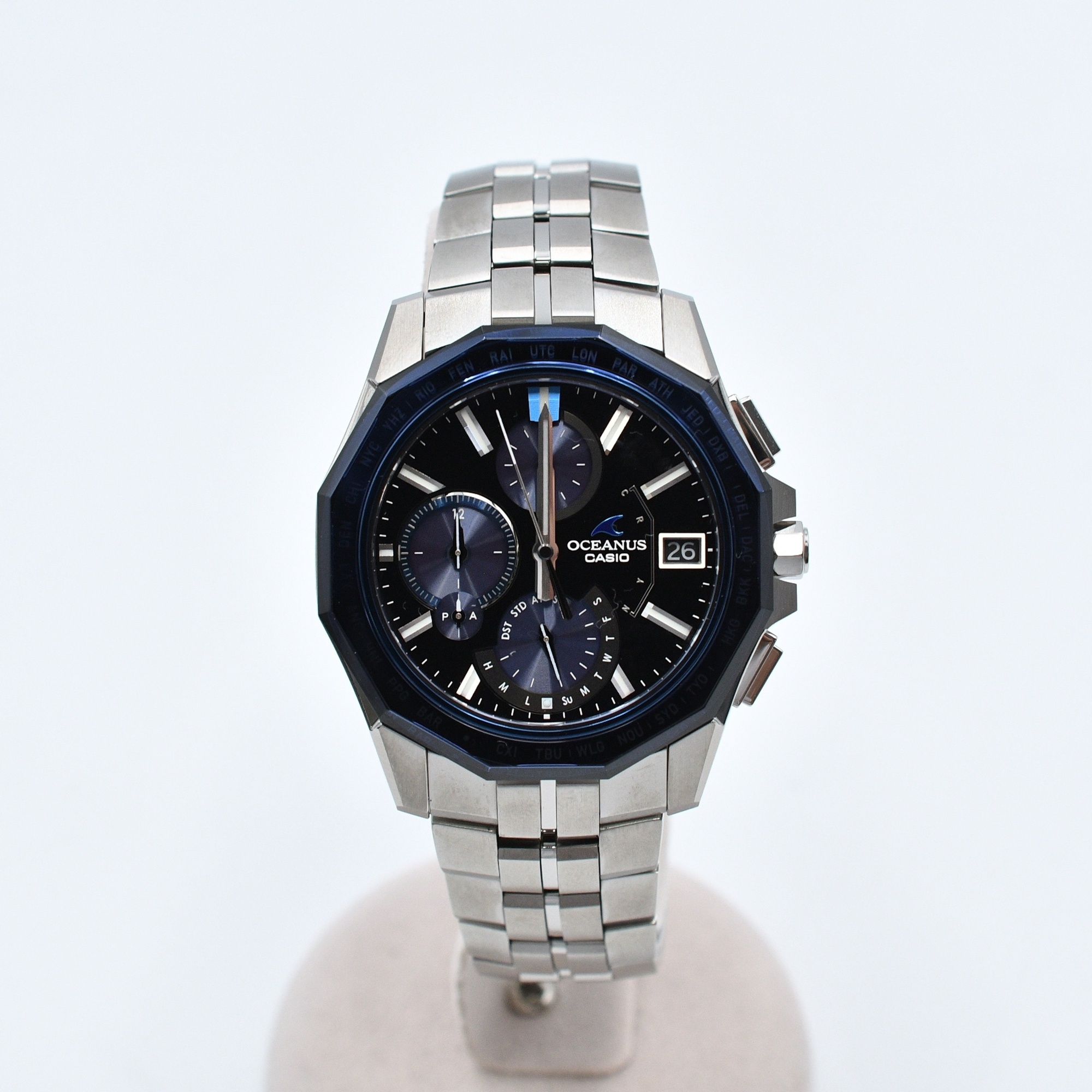 カシオ オシアナス マンタ 黒文字盤 Ti/ソーラー Sランク