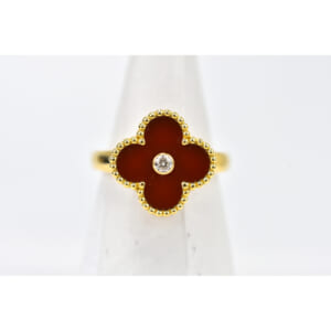 ヴァンクリーフ＆アーペル ヴィンテージアルハンブラ カーネリアン 1pダイヤ リング Au750YG ＃57 VCARD40849 買取実績【買取日：2025年10月9日】