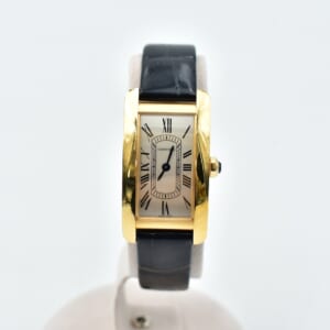 カルティエ マストタンク ヴェルメイユ アイボリー文字盤 925×革 QZ