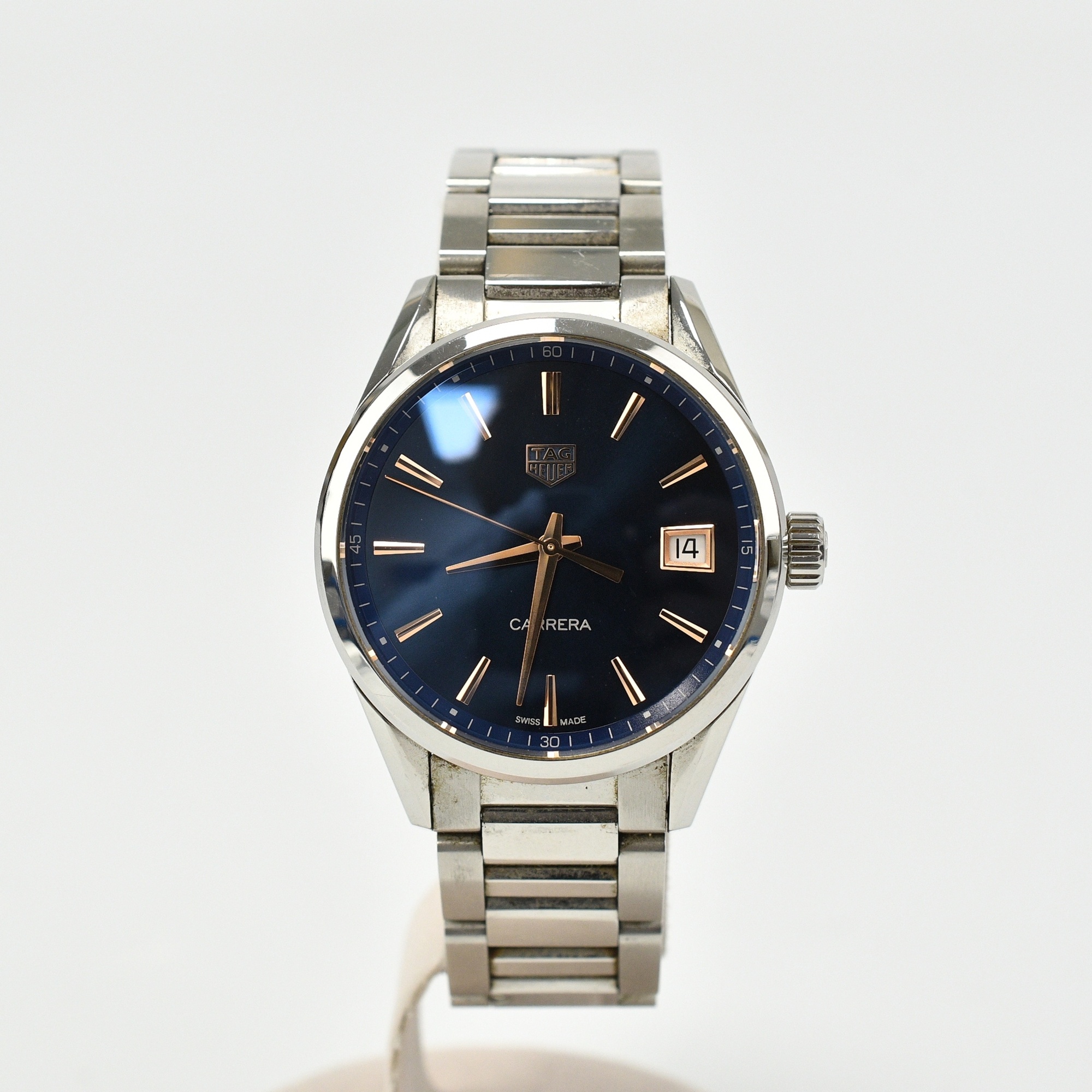 タグホイヤー カレラ 青文字盤 SS/QZ Bランク