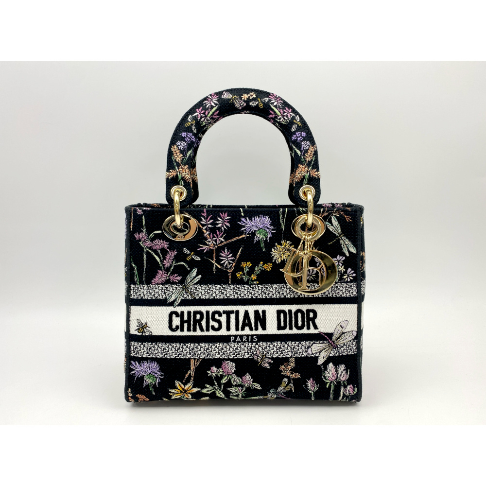 ディオール LADY D-LITE ミディアム ハーバリウムモチーフ 2WAYハンドバッグ エンブロイダリー キャンバス Aランク