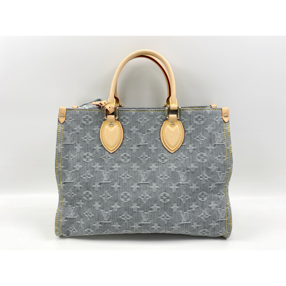 ルイ・ヴィトン モノグラムデニム オンザゴーMM ウォッシュドグレー M13189 Sランク