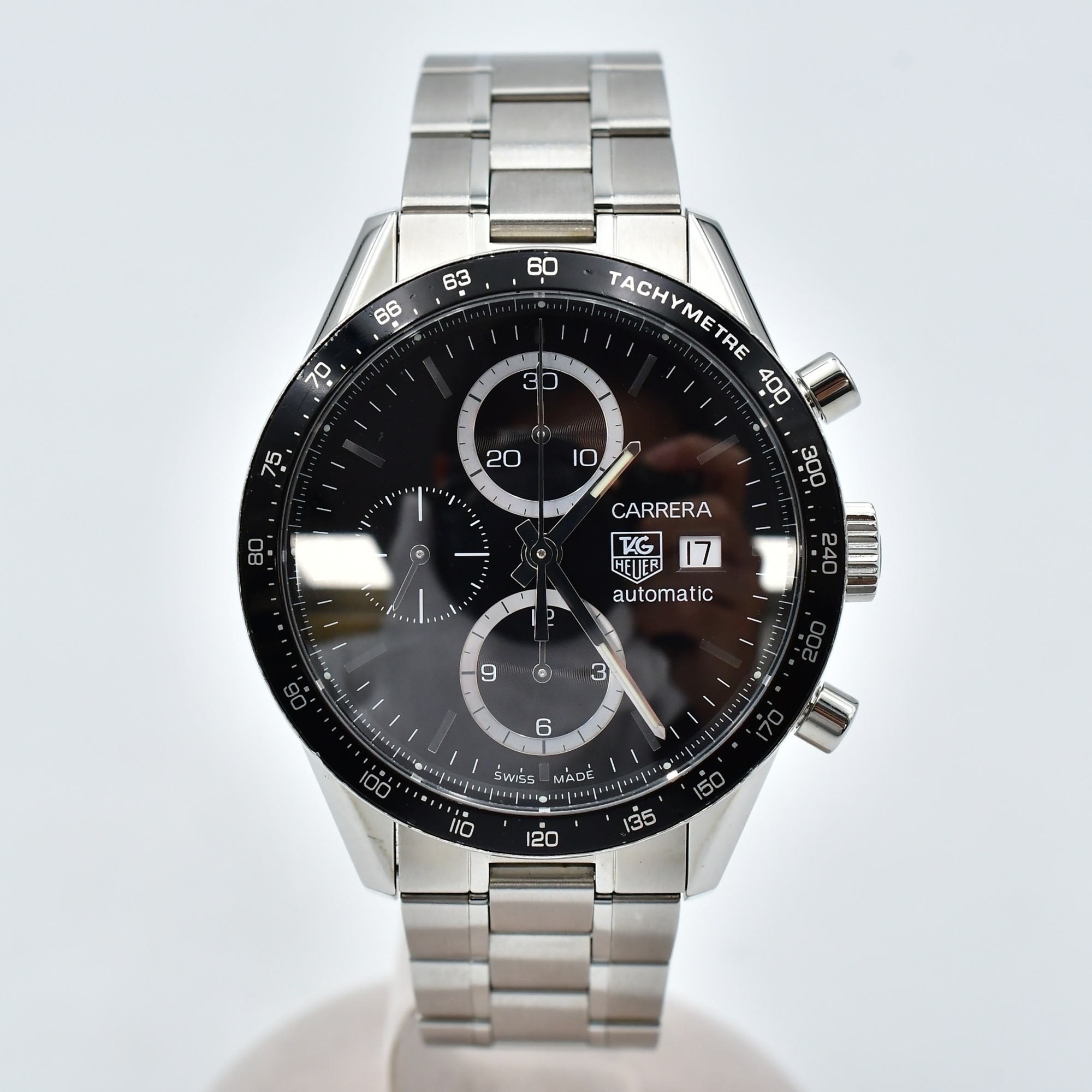 タグホイヤー カレラ タキメーター クロノグラフ 黒文字盤 SS/AT Bランク