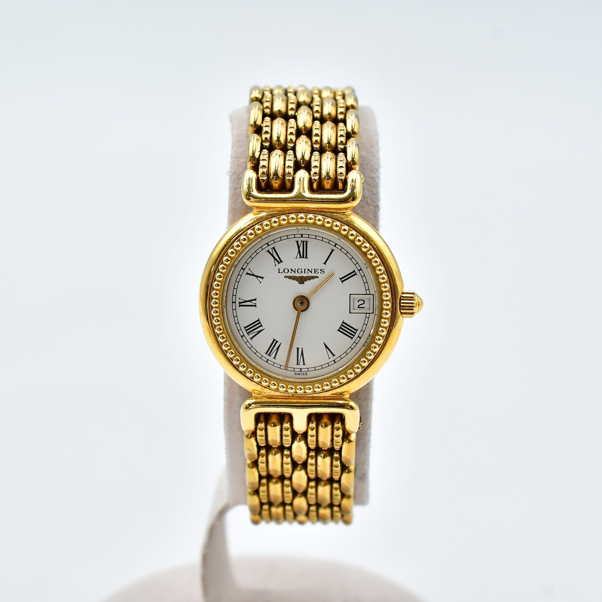 ロンジン フラッグシップ 白文字盤 SS/QZ ラウンド レディース Bランク