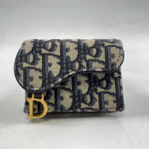 ディオール 三つ折り財布 トロッター サドル ロータスウォレット Dゴールド金具 ブルー×グレー ジャガード S5652CTZQ_M928 買取実績【買取日：2025年10月25日】