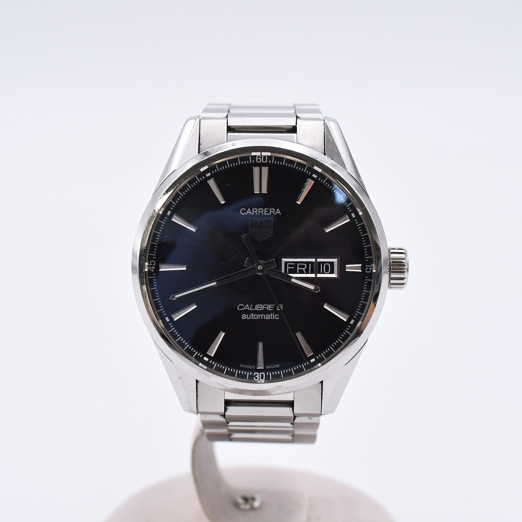 タグホイヤー カレラ キャリバー5 黒文字盤 SS/AT デイデイト Bランク
