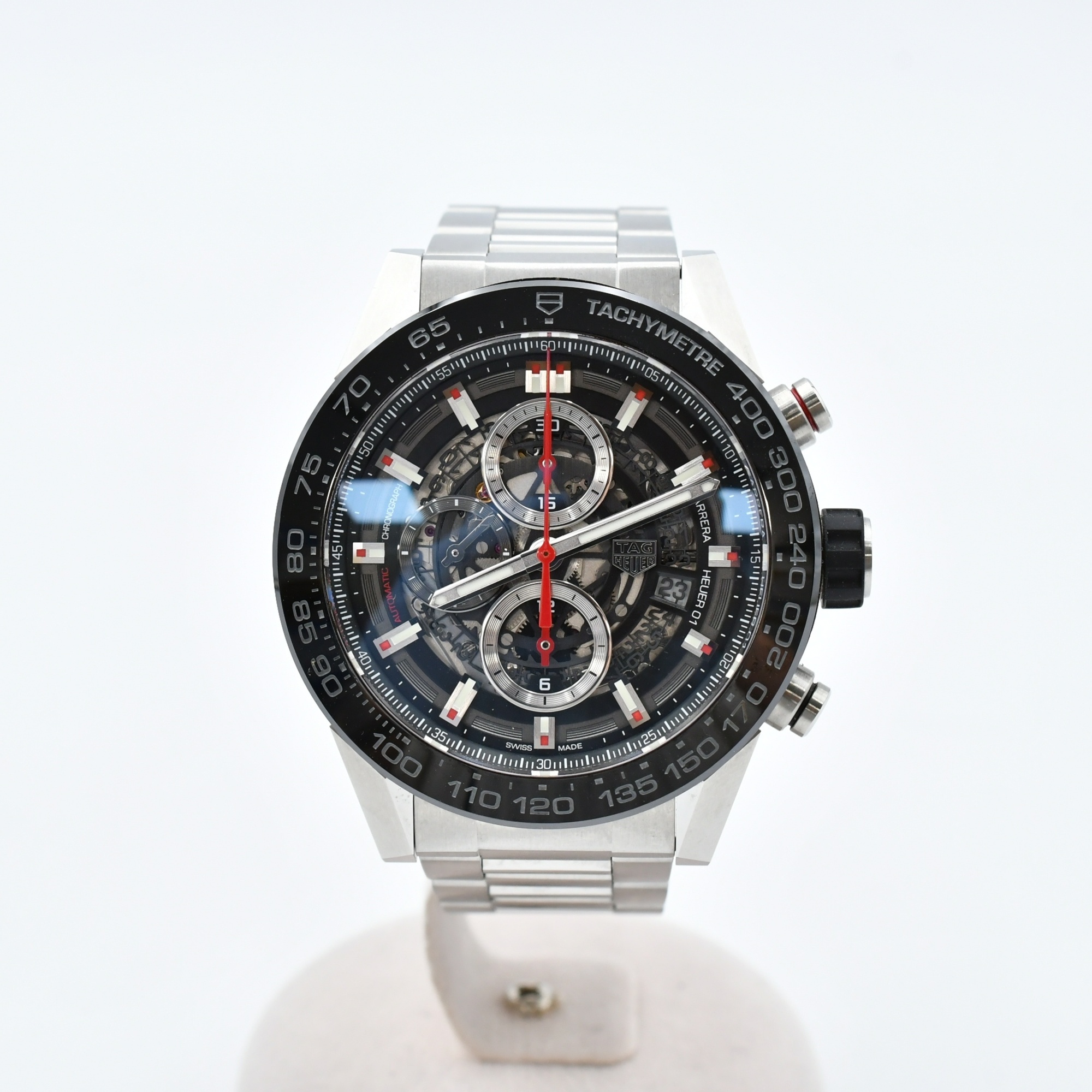 タグホイヤー カレラ キャリバーホイヤー01 クロノグラフ スケルトン文字盤 SS/AT Bランク