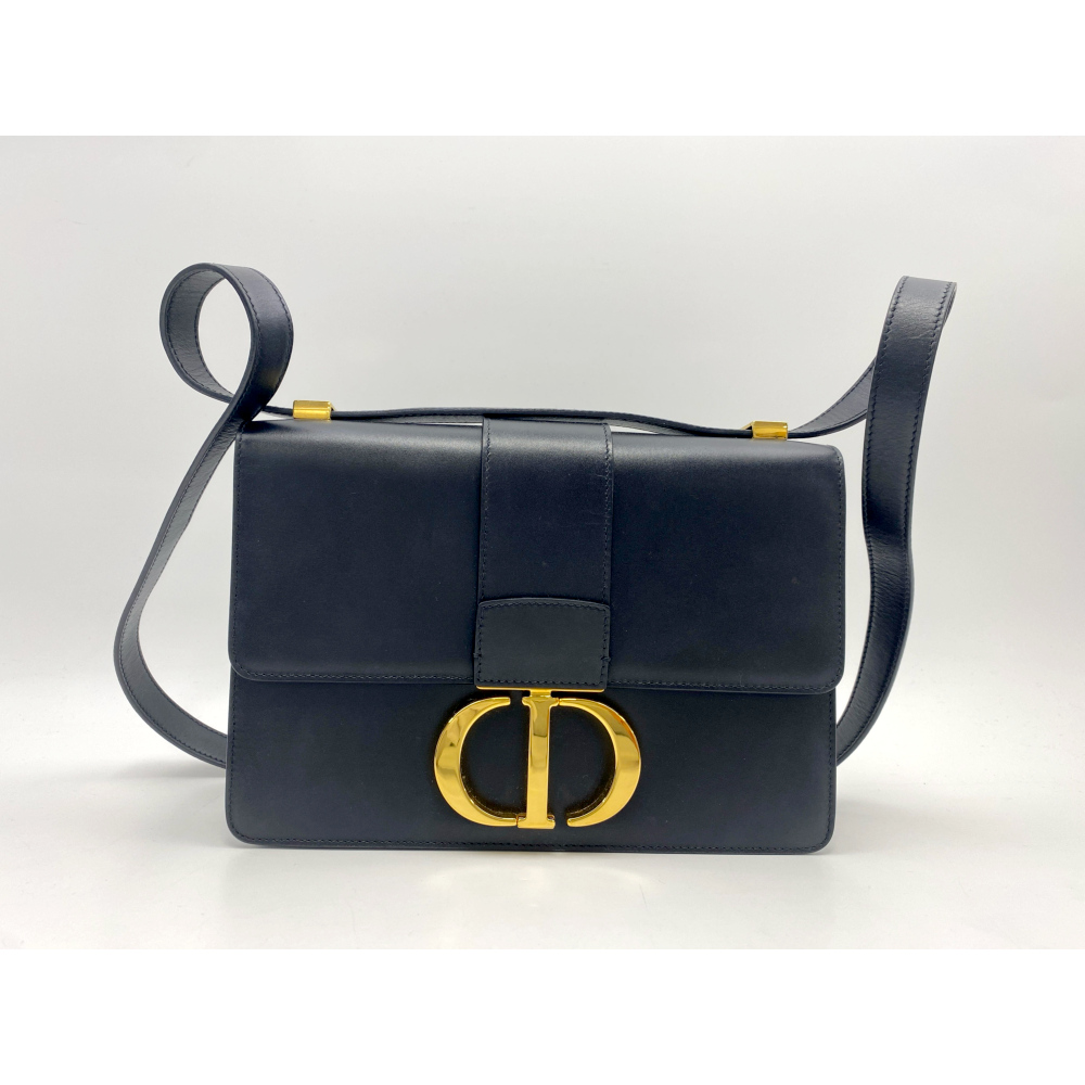 ディオール モンテーニュ ショルダーバッグ 黒 レザー Bランク