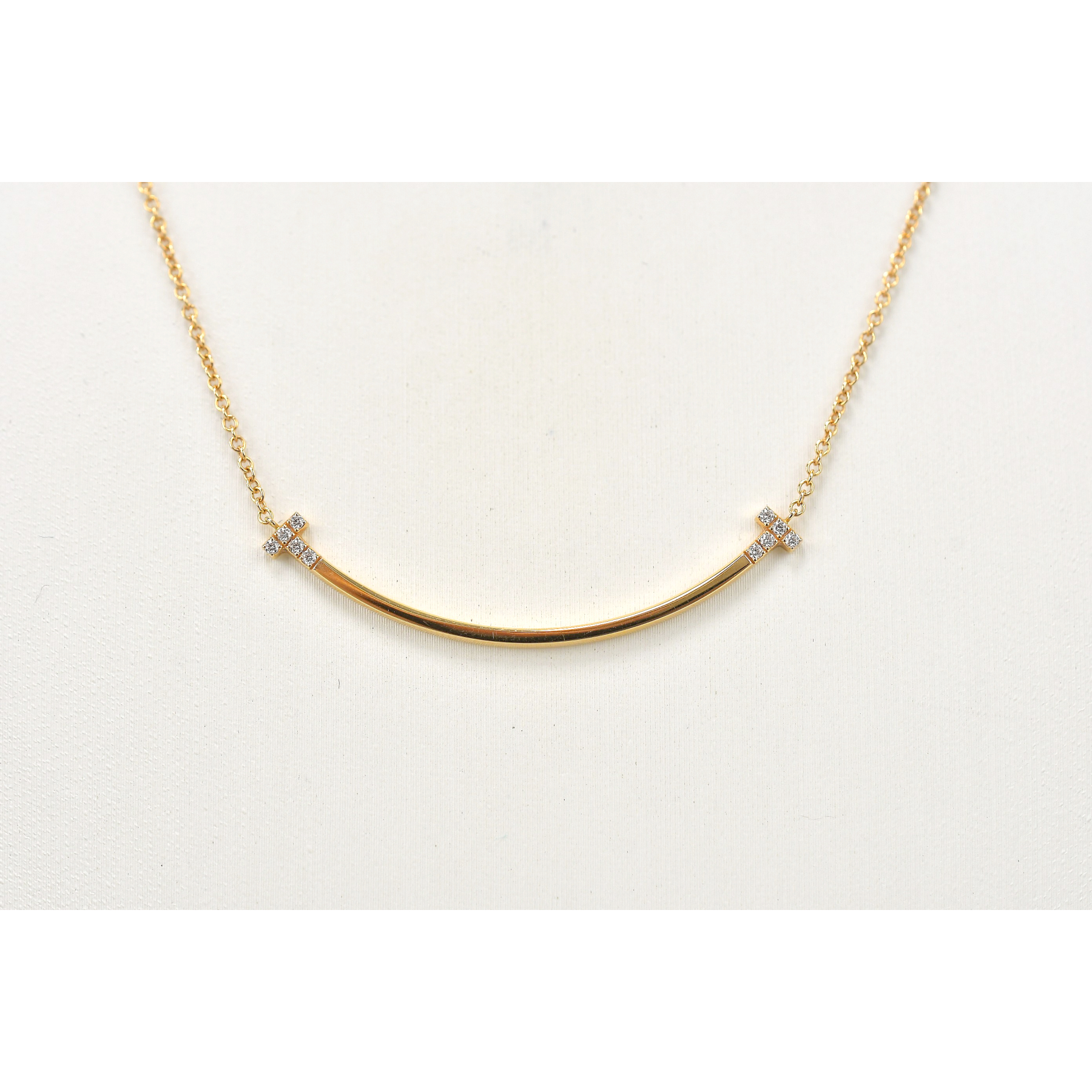 ティファニー Tスマイル スモール ダイヤネックレス K18 Aランク