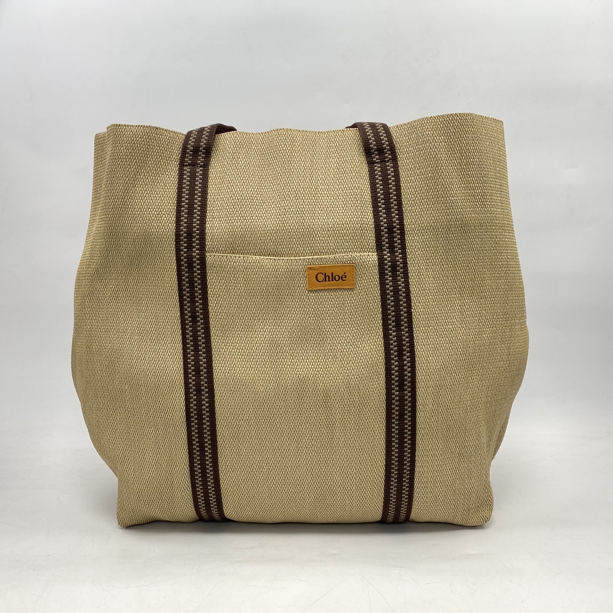 クロエ ビーチライン ビッグトートバッグ ブラウン キャンバス×レザー ABランク