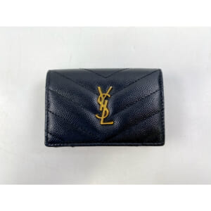 サンローラン タイニーカサンドラ 二つ折り財布 黒 レザー 買取