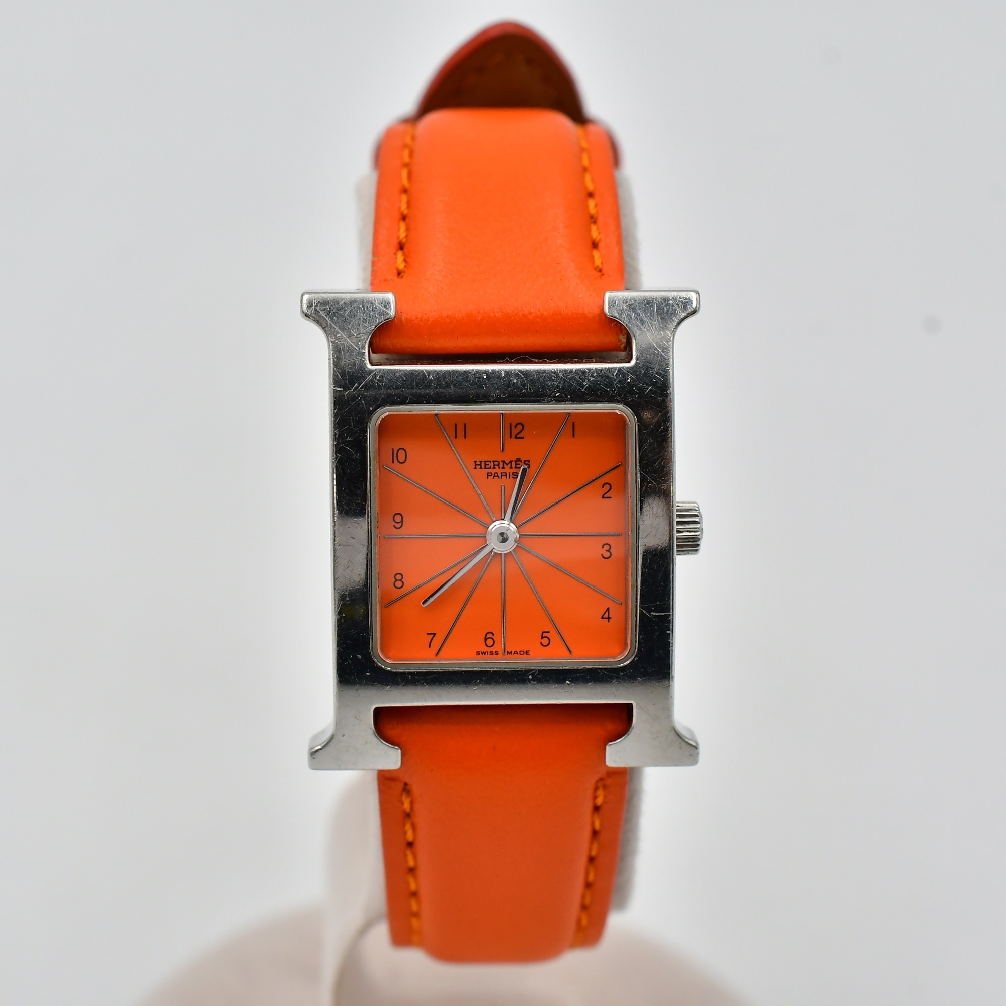 エルメス Hウォッチ オレンジ文字盤 SS×革/QZ HH1.210 買取実績【買取
