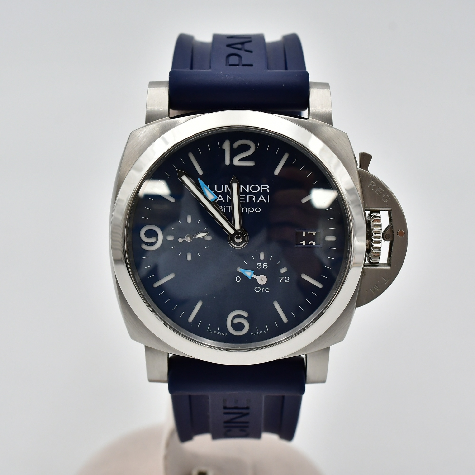 パネライ ルミノール1950 ビテンポ パワーリザーブ 青文字盤 SS×ラバー/AT PAM01361 ABランク