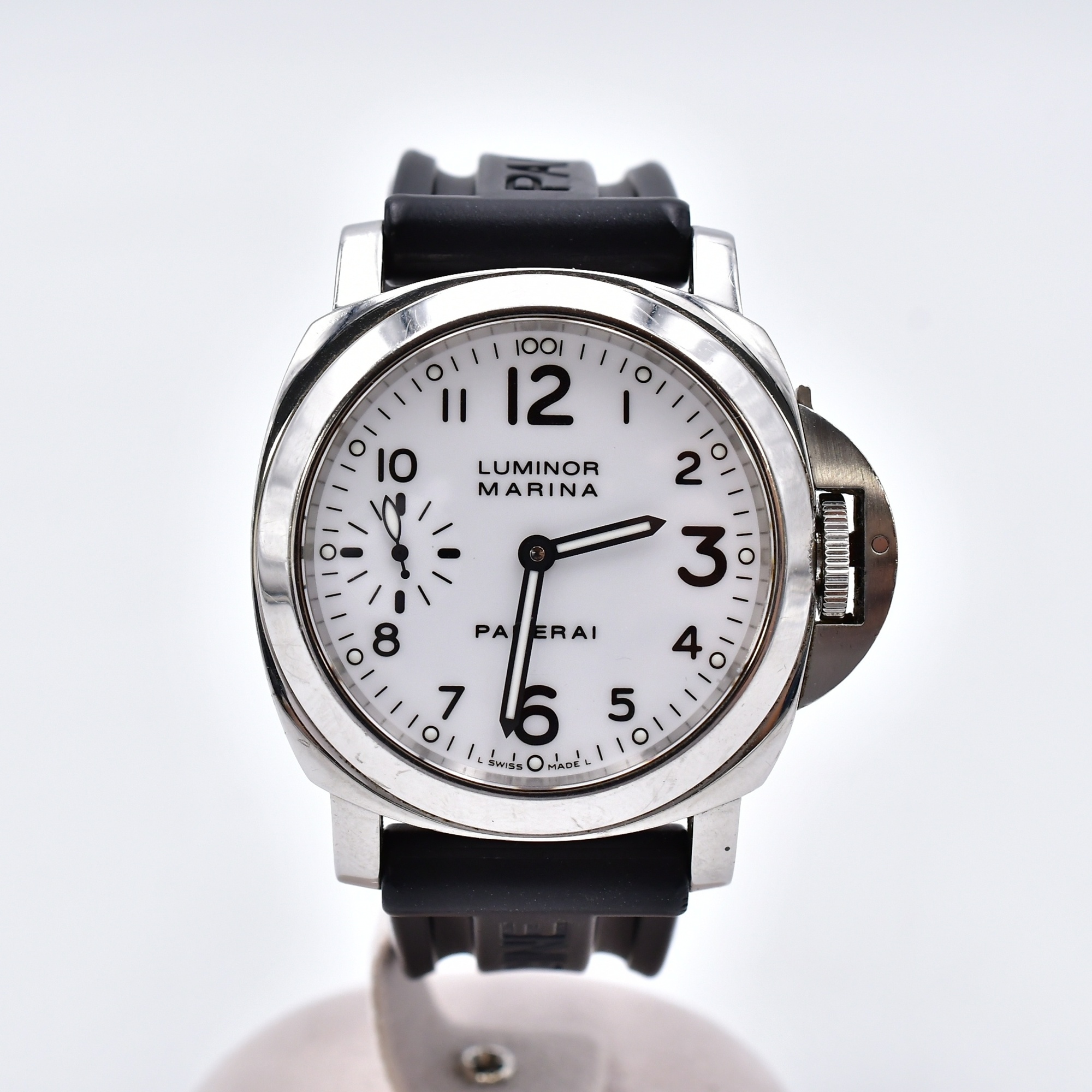 パネライ ルミノールマリーナ 白文字盤 SS×ラバー/手巻 Bランク