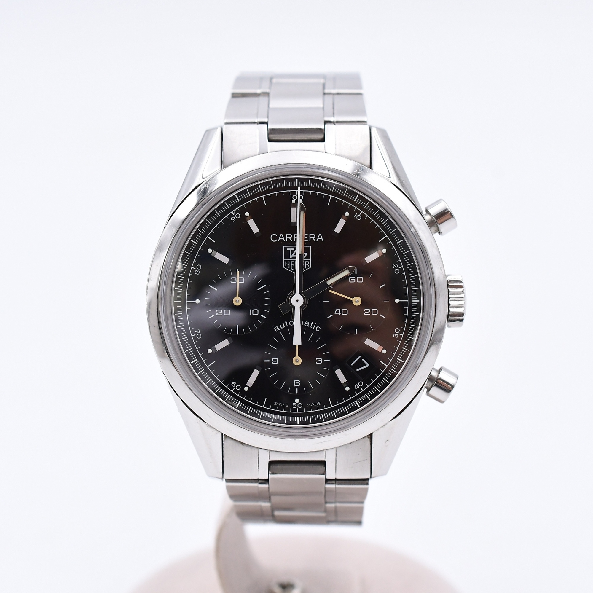 タグホイヤー カレラ クロノグラフ 黒文字盤 SS/AT Bランク