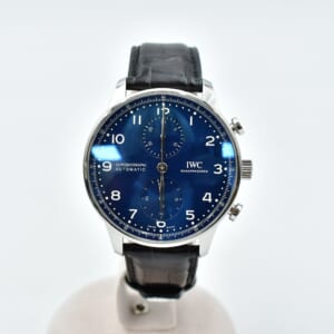 IWC ポルトギーゼ・クロシェットノグラフ 創立150周年記念モデル 青文字盤 SS×革/AT IW371601 買取実績【買取日：2025年10月19日】