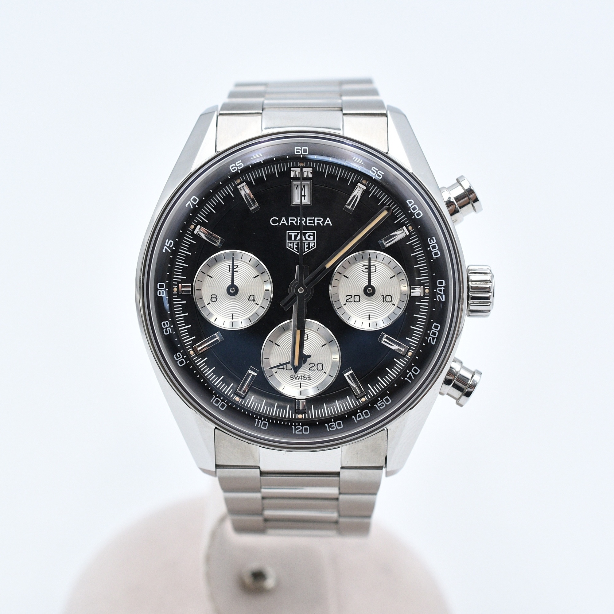 タグホイヤー カレラ クロノグラフ 黒文字盤 SS/AT ABランク