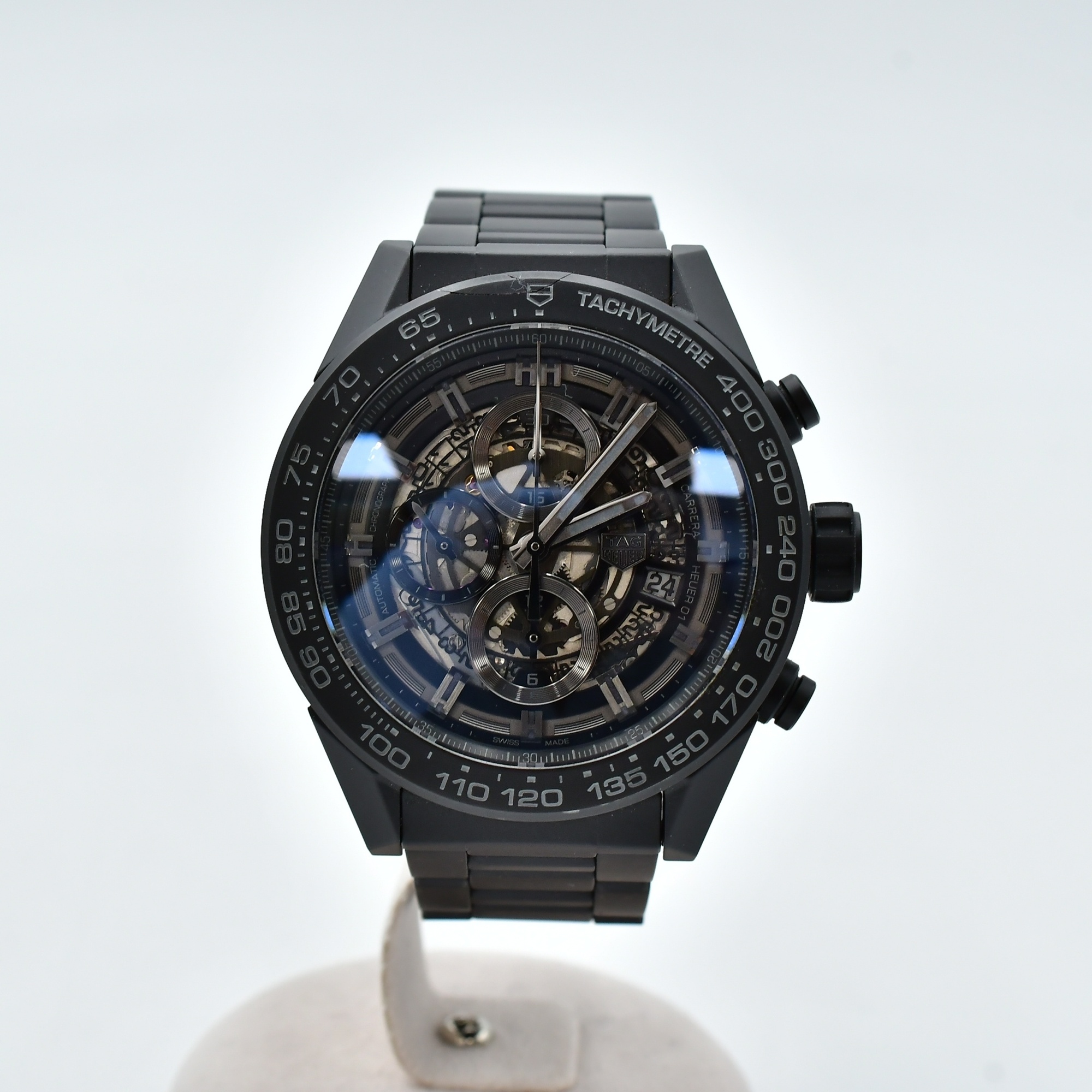 タグホイヤー カレラ キャリバーホイヤー01 スケルトン文字盤 CE×AT Bランク