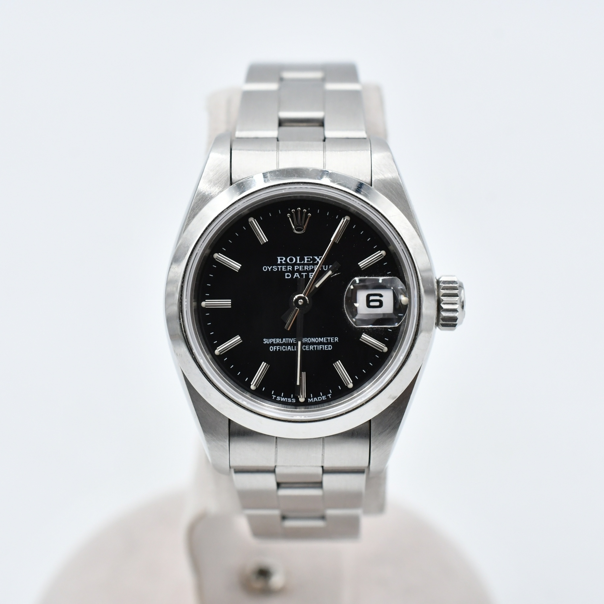 ロレックス オイスターパーペチュアル デイト 黒文字盤 SS/AT Bランク