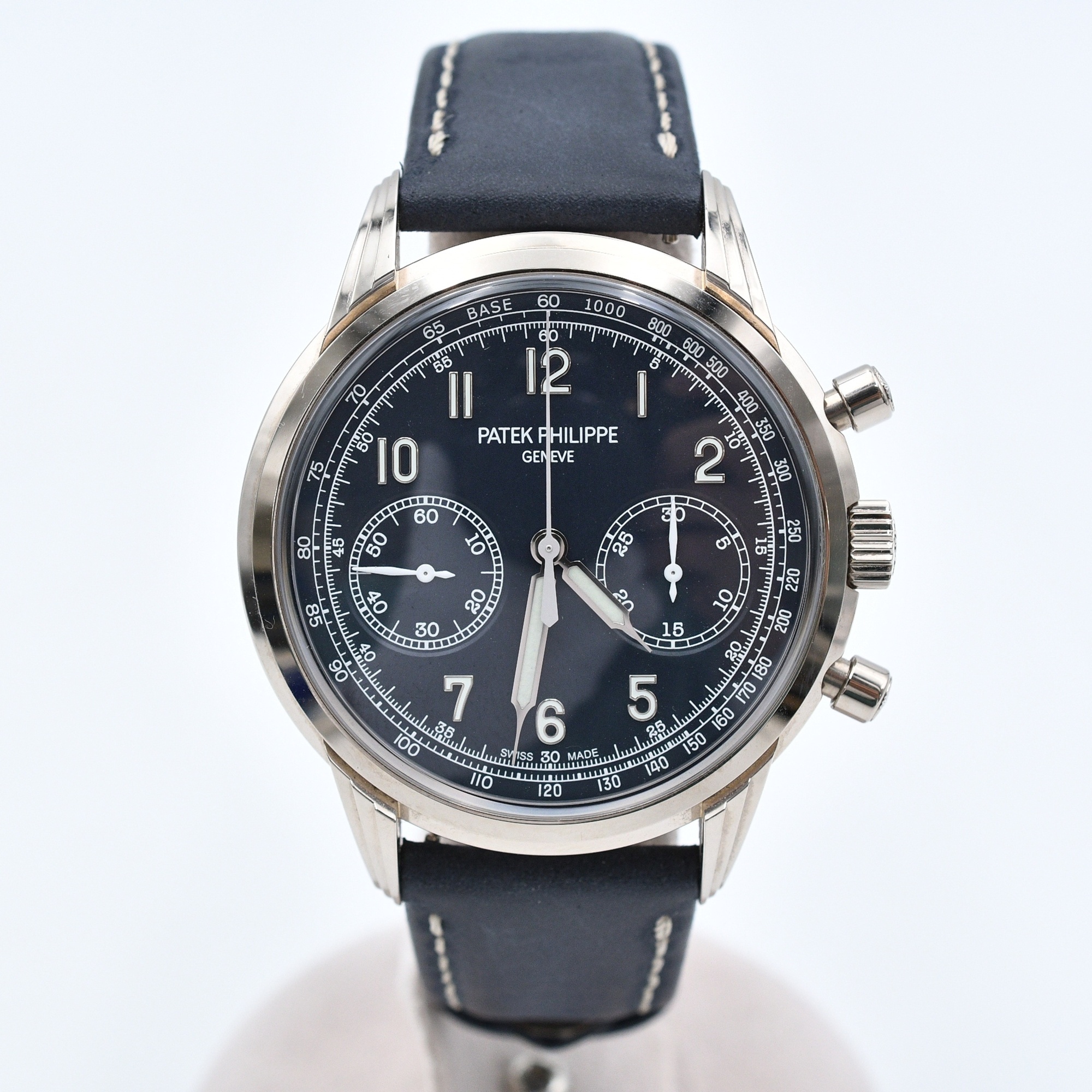 パテック フィリップ コンプリケーション ブルー文字盤 WG×革/手巻き Aランク