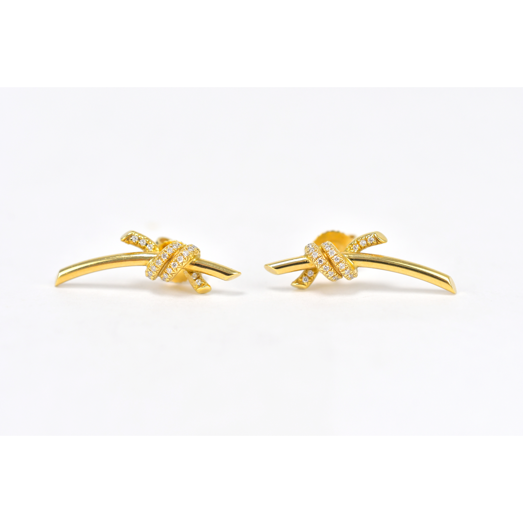 ティファニー ティファニーノット ダイヤピアス Au750YG ABランク