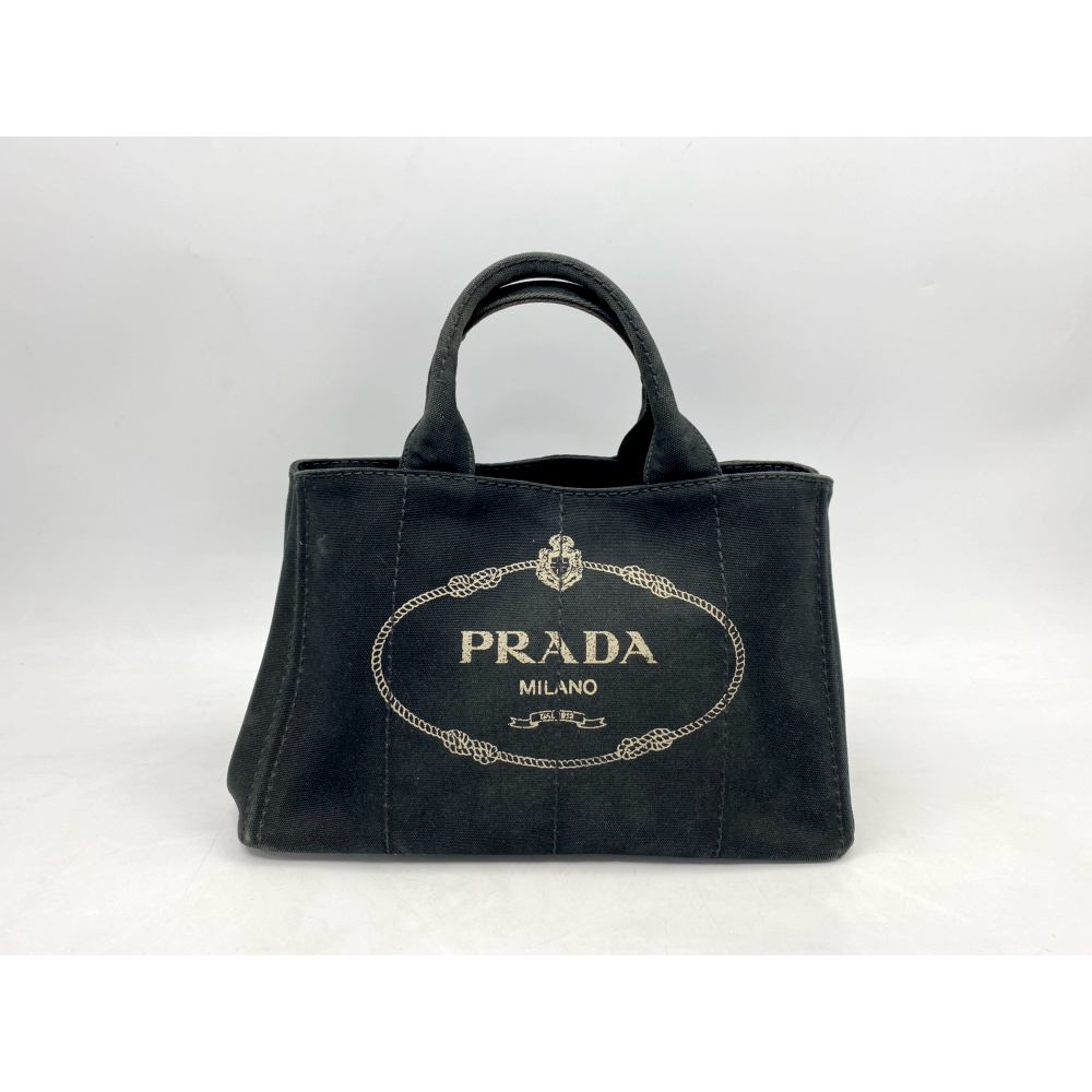 プラダ カナパM 2wayトートバッグ 黒 キャンバス Bランク