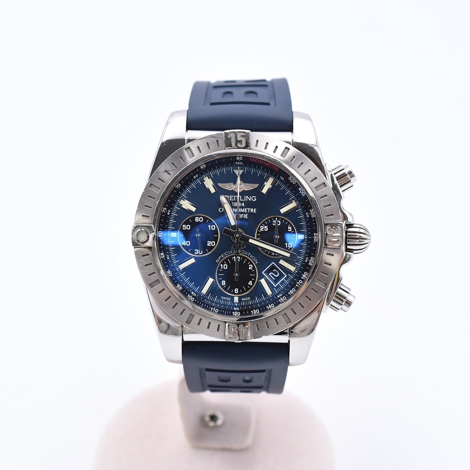 ブライトリング クロノマット 青文字盤 SS×ラバー/AT Bランク