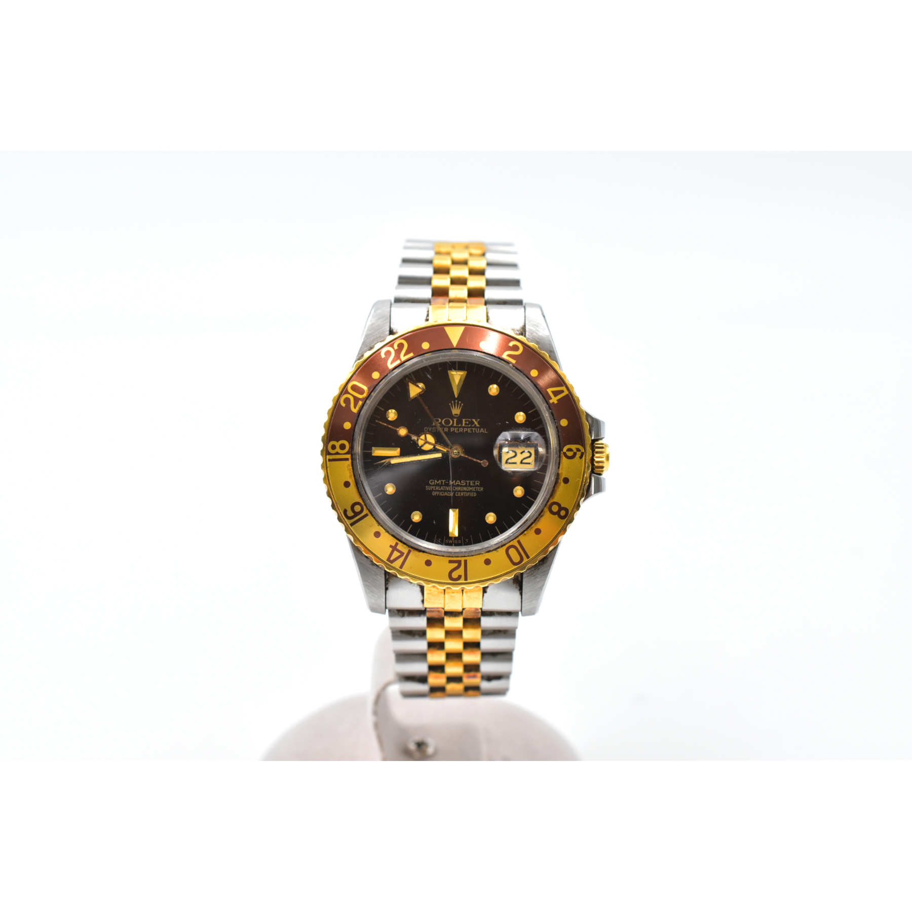 ロレックス GMTマスター ブラウン×ゴールド ブラウン文字盤 SS×YG/AT 16753 Bランク