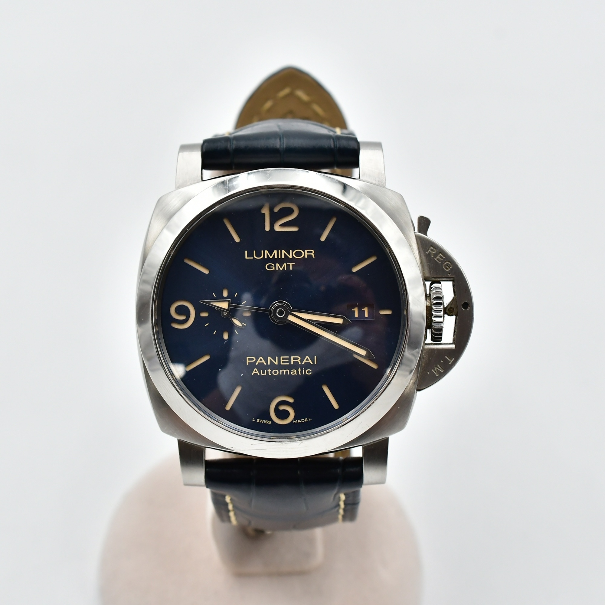 パネライ ルミノール 1950 GMT 青文字盤 SS×革/AT PAM01033 Bランク