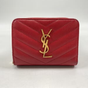 サンローラン モノグラム ラウンドファスナー財布 Vステッチ レッド レザー 買取実績【買取日：2025年10月18日】
