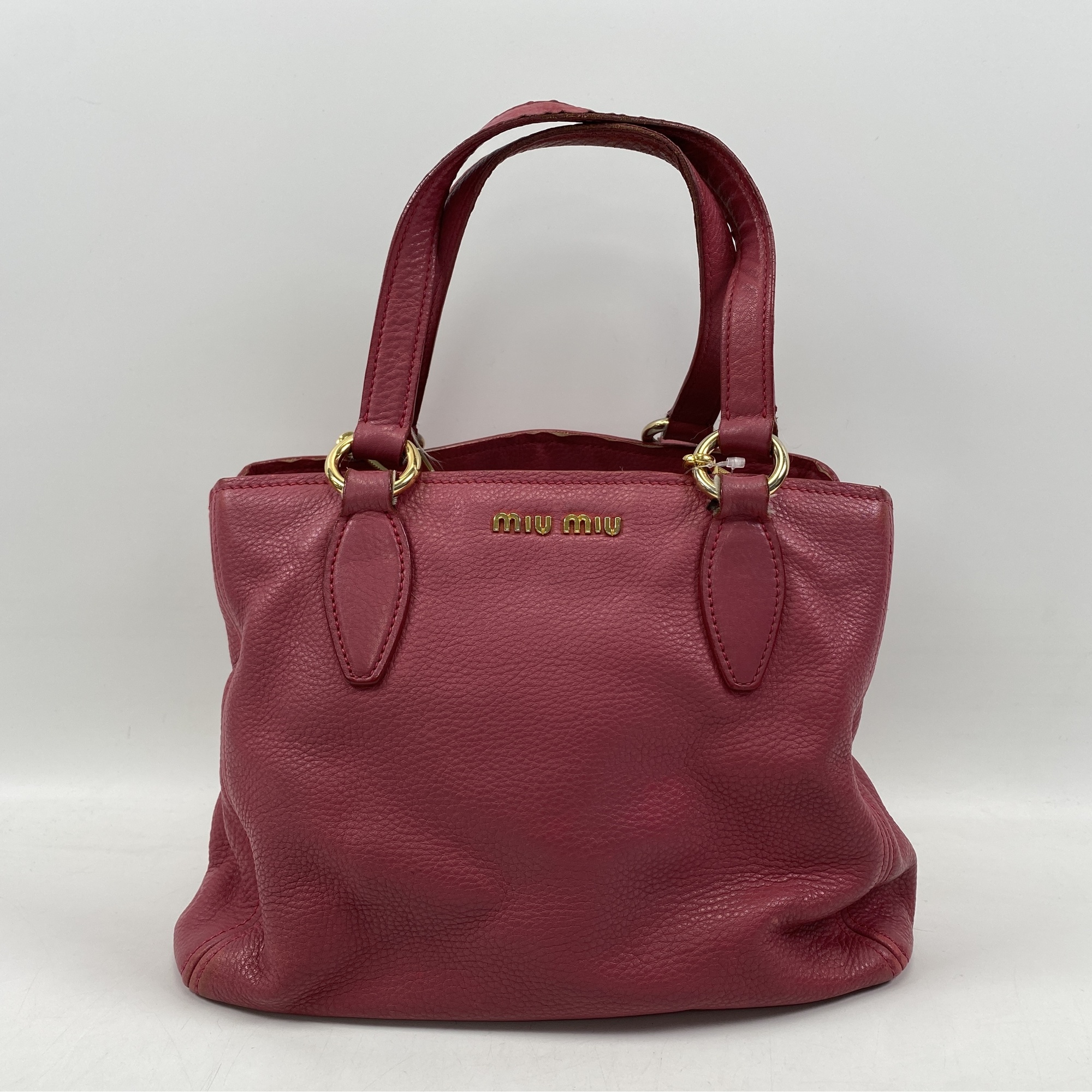 ミュウミュウ ヴィッテロカリブ ピンク レザー Bランク