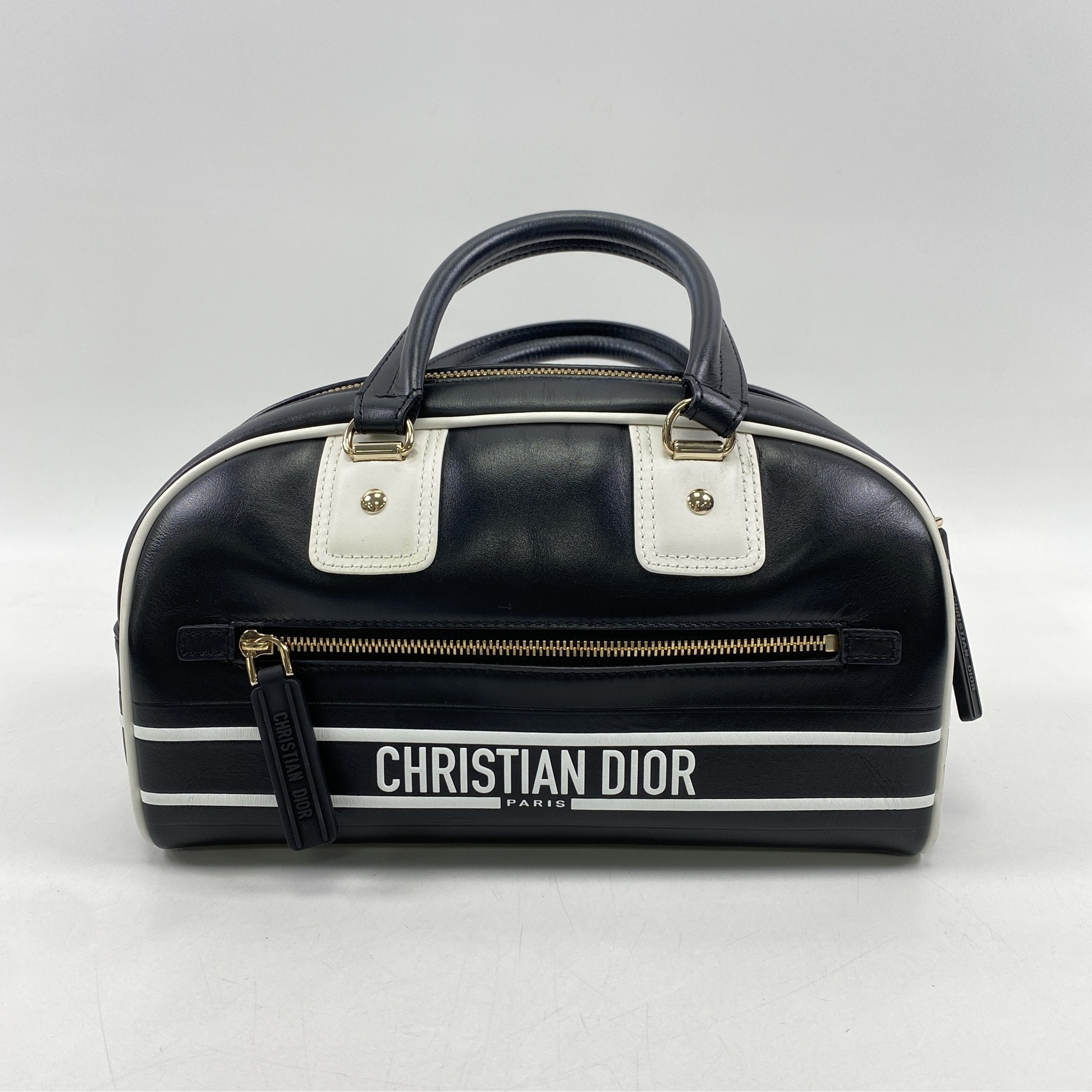 ディオール ヴァイブ ボウリングバッグ レザー ブラック×ホワイト ABランク