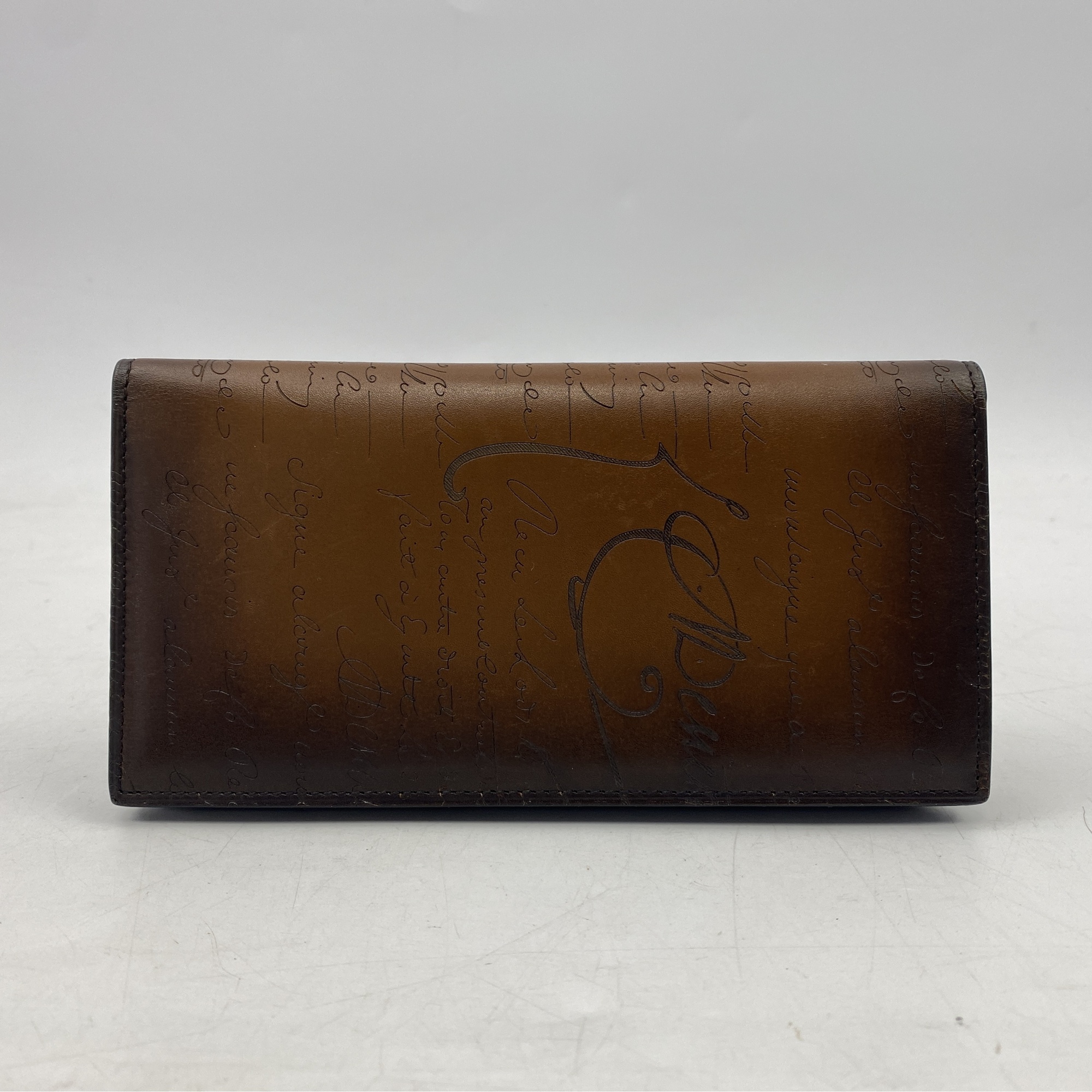 ベルルッティ カリグラフィー 2つ折り長財布 ブラウン レザー Bランク