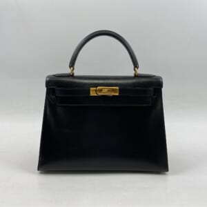 エルメス ケリー28 外縫い ボックスカーフ 黒 ゴールド金具 〇X刻印 買取実績【買取日：2025年10月22日】
