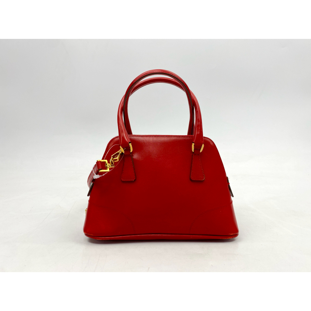 プラダ サフィアーノ 2WAYハンドバッグ 赤 レザー Bランク