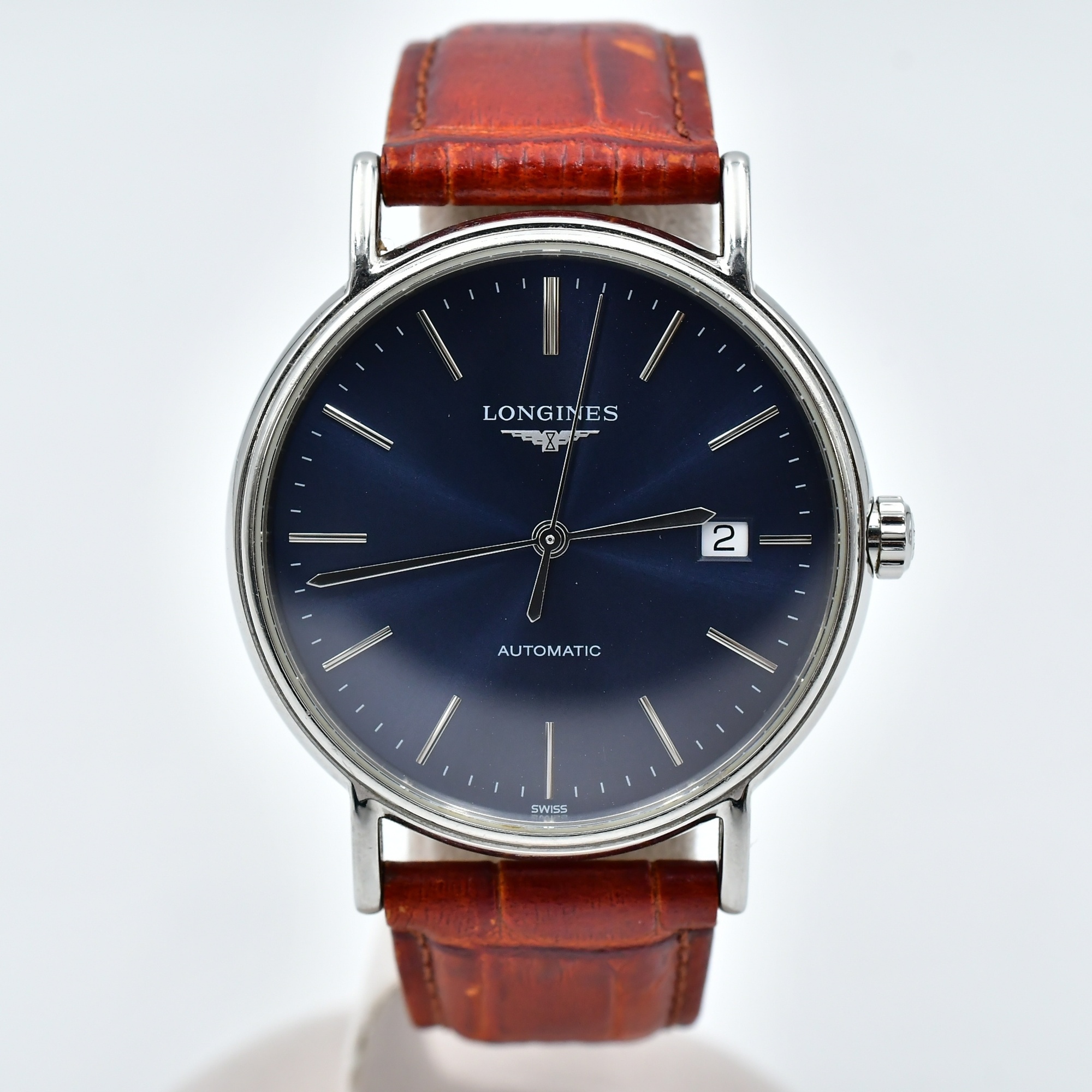 ロンジン プレザンス 青文字盤 SS×革/AT Bランク