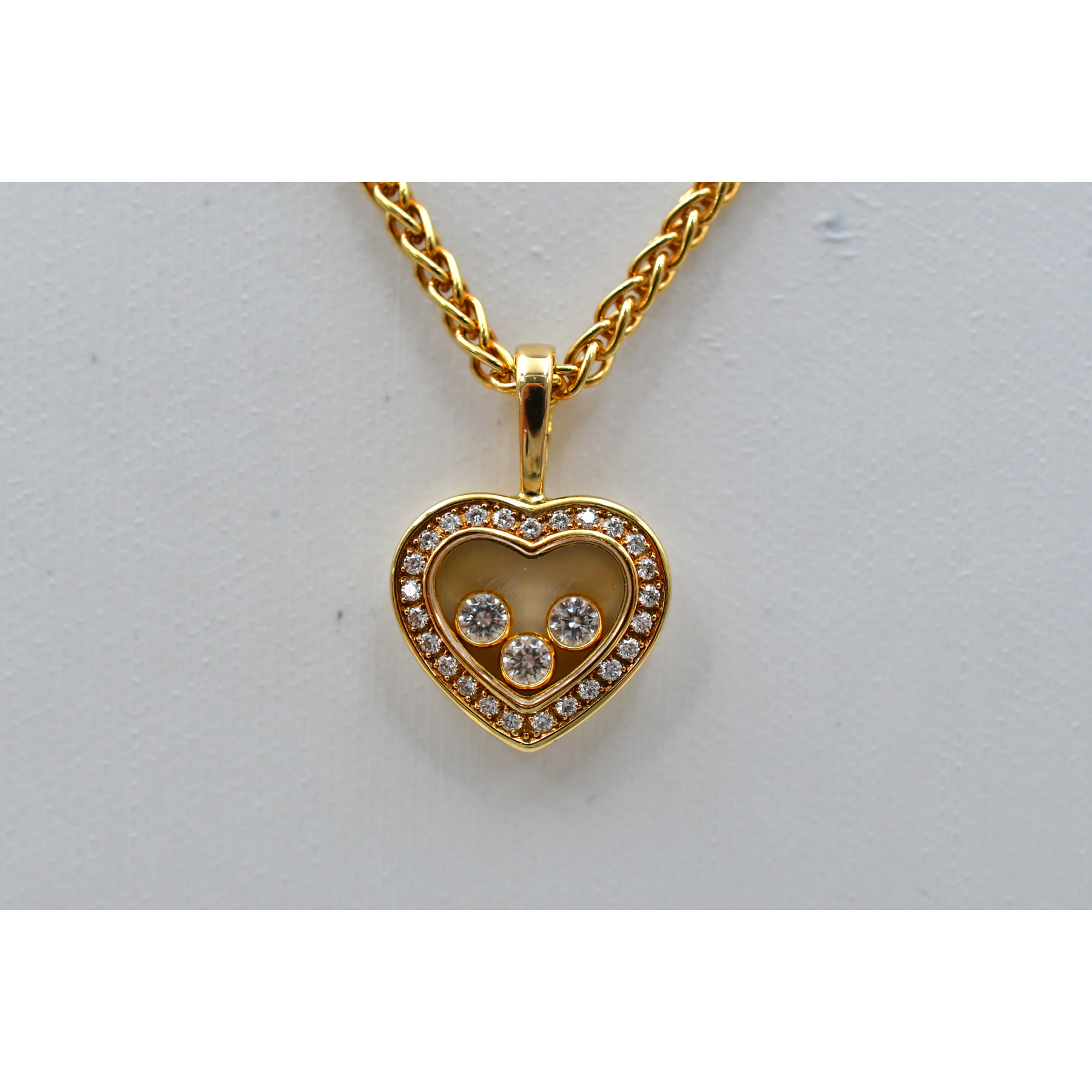 ショパール ハッピーダイヤモンド ハートネックレス K18YG 0.28ct