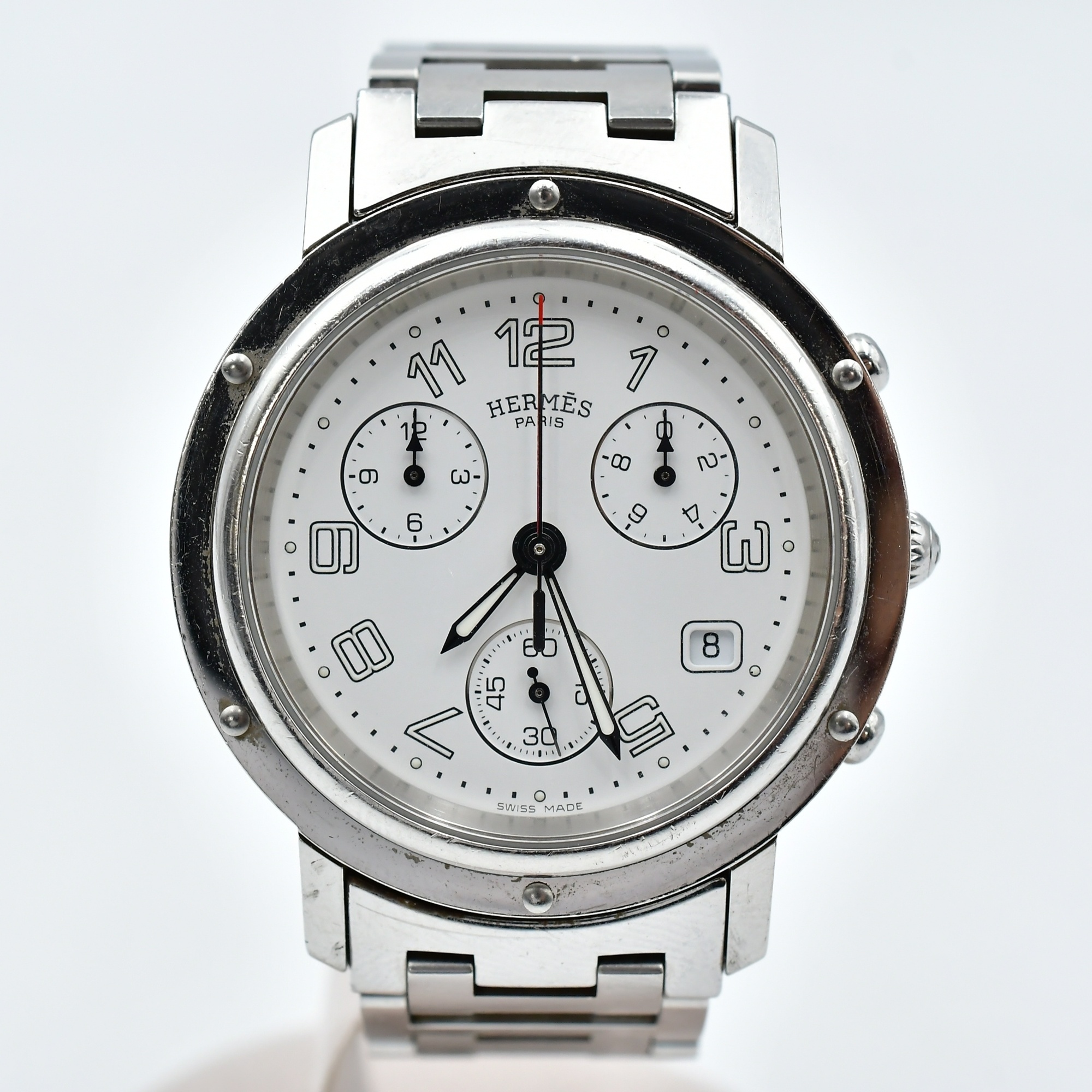 エルメス HERMES CL1.910 クリッパークロノ デイト クォーツ メンズ