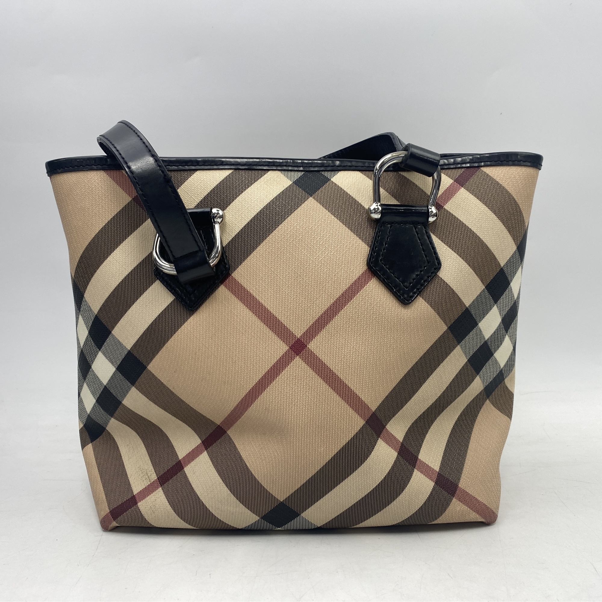 バーバリー ノバチェック トートバッグ ベージュ系 PVC×レザー
