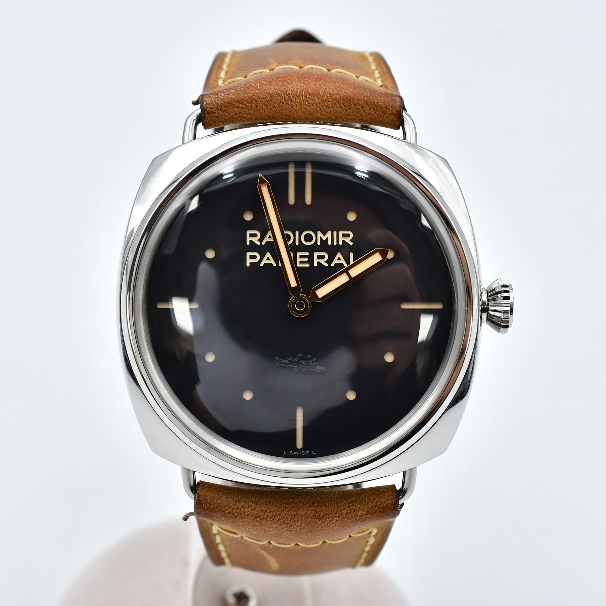 パネライ ラジオミール S.L.C. 黒文字盤 SS×革/手巻き Bランク