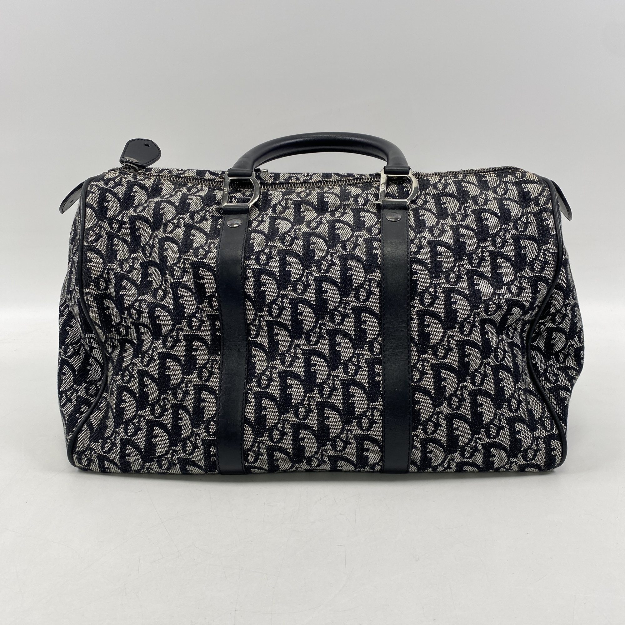 ディオール トロッター ボストンバッグ ネイビー キャンバス Bランク