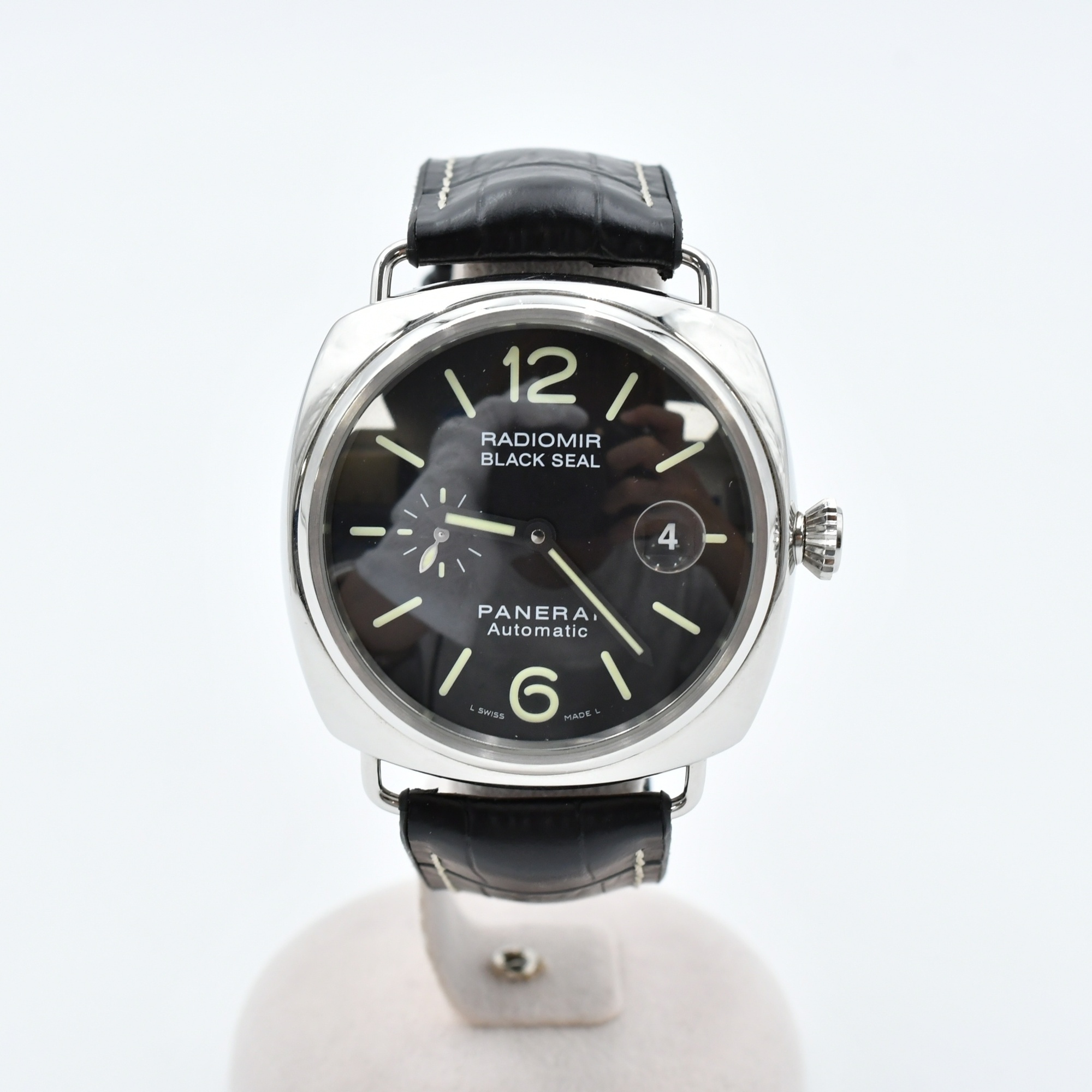 パネライ ラジオミール ブラックシール 黒文字盤 SS×革/AT Bランク