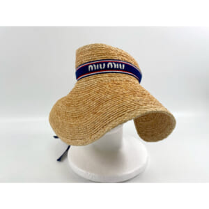 ミュウミュウ バケットハット チェック柄 千鳥格子 グレー ウール