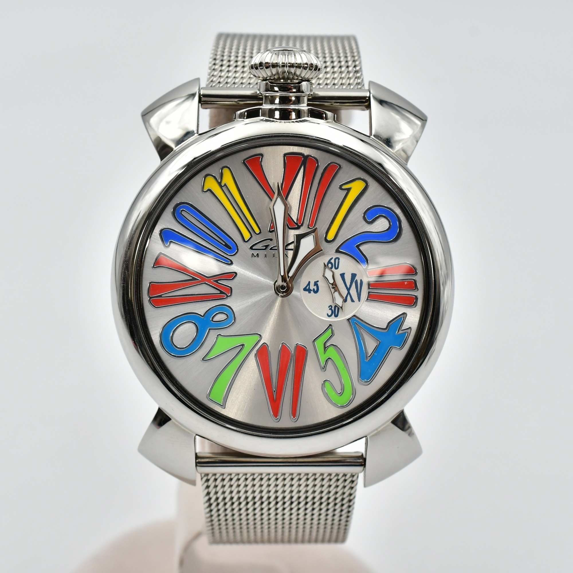 ガガミラノマヌアーレサイズ46アナログ シルバー GaGa MILANO - 良品 ガガミラノ メンズ腕時計マニュアーレ46