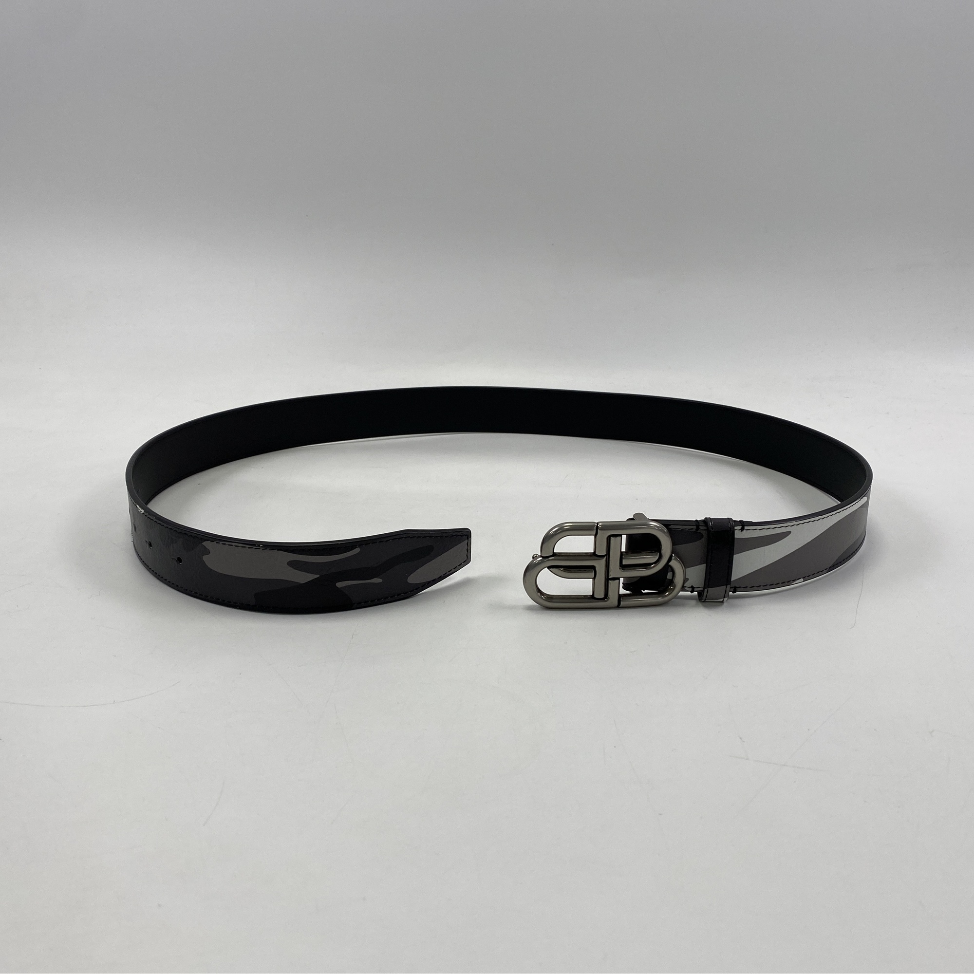 バレンシアガ BB バックル ベルト カモフラ柄 90 Bランク