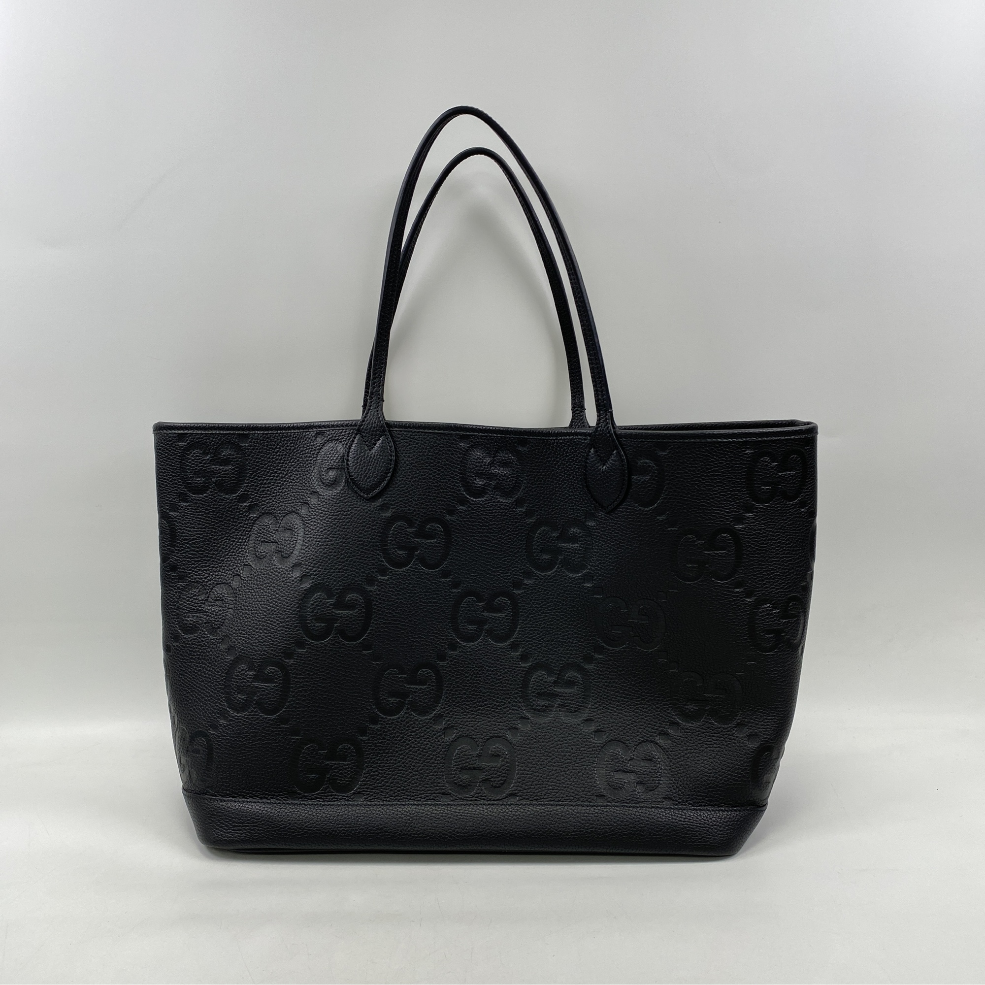 グッチ GGジャンボ トートバッグ 黒 レザー Aランク